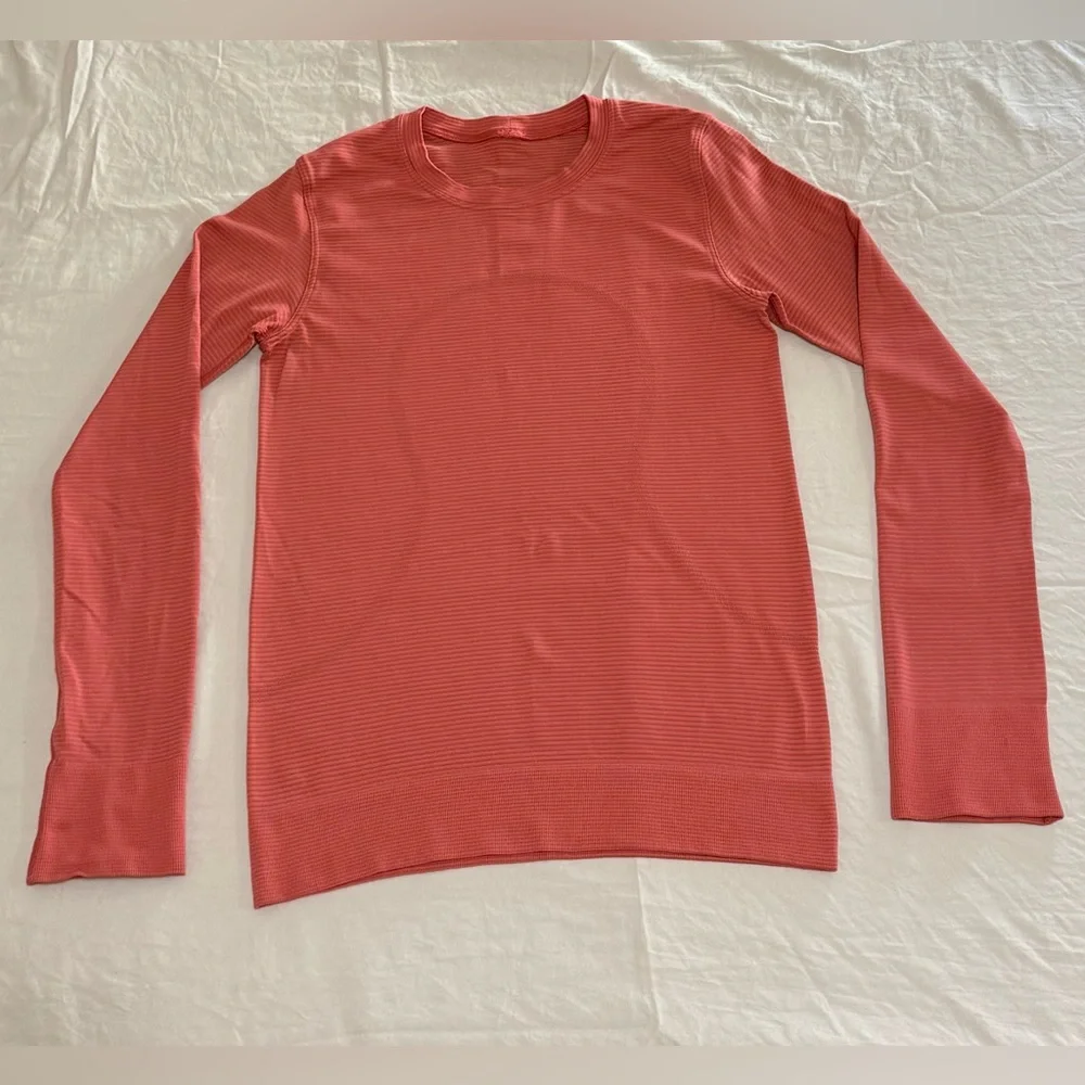 Lululemon Swiftly Relaxed Long Sleeve Tempo Stripe Pale Raspberry /Brier Rose(4) - Picture 2 of 6